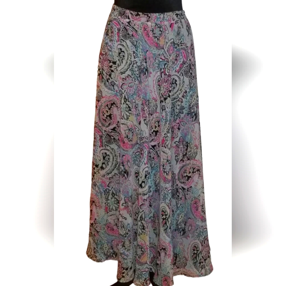 Coldwater Creek Reversible midi skirt paisley & polka dot.
